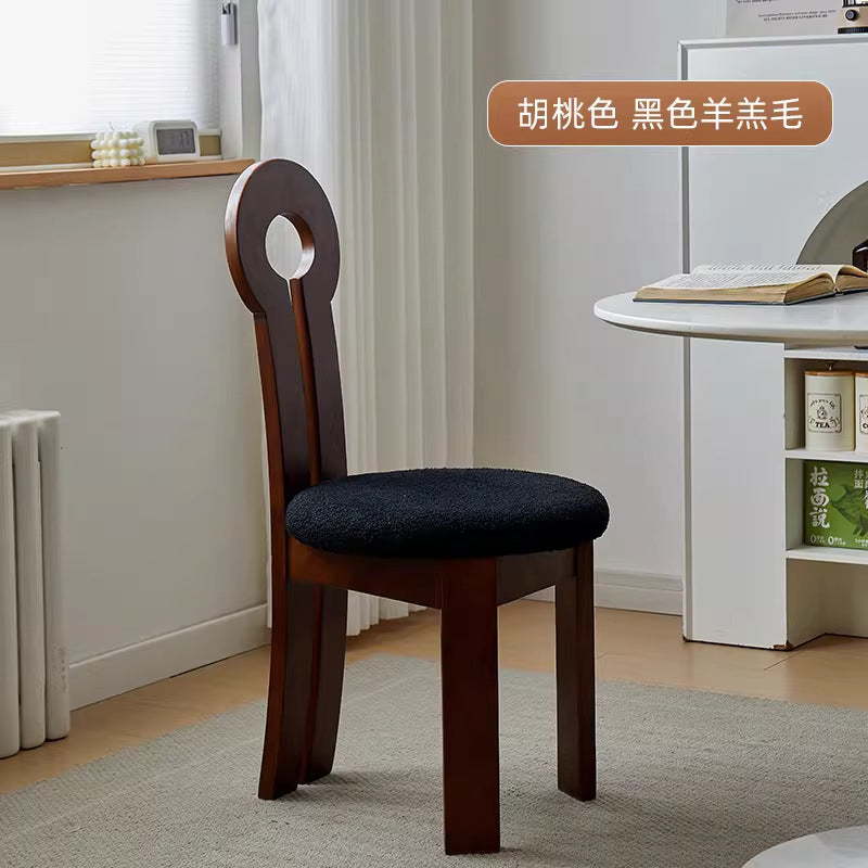 Solid wood keychain chair frenchretro solid wood dining chair soft-packed dining chair medieval style for home makeup chair back chair