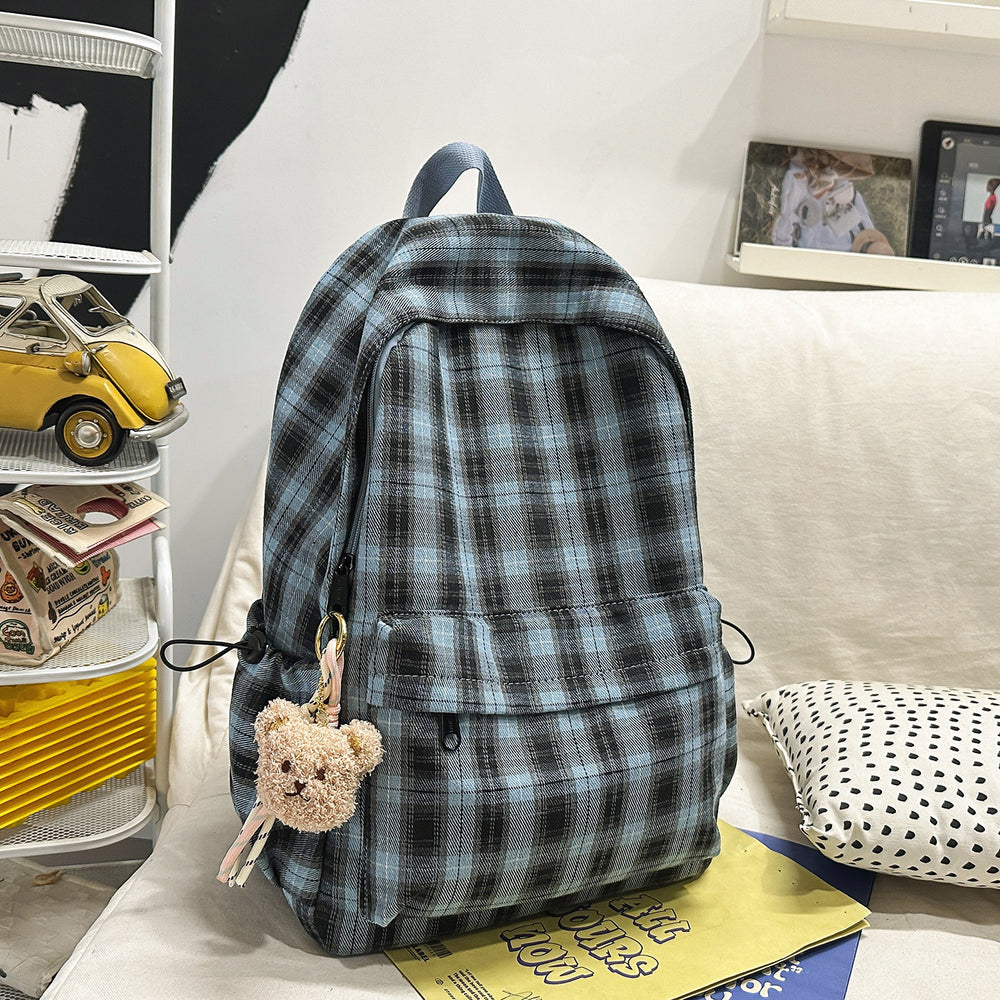 Schoolbag junior high school girls japanese style ins retro plaid college students simple and versatile k-style high school students backpack women