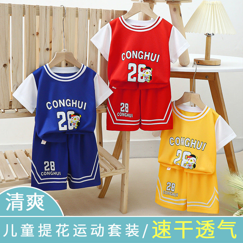 new kids' basketball jersey set - boys' and girls' summer quick-dry mesh outfit - short sleeve sports clothing for children and teens
