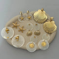 Women's earrings wholesale: european and american cross-border fashion, starfish & seashell earrings, niche high-end, vacation-inspired ocean style studs