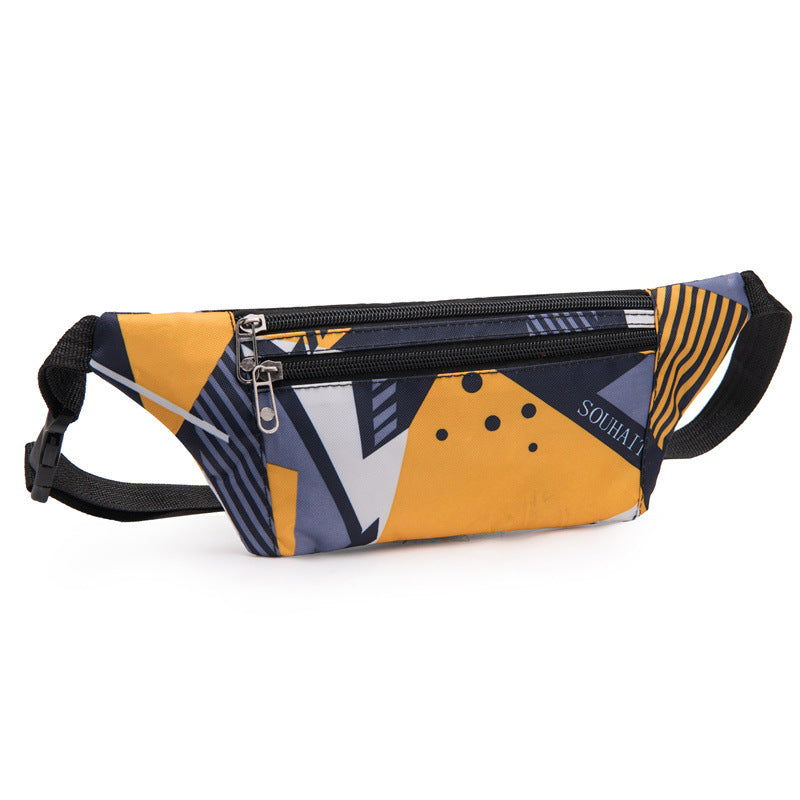 Fanny pack men's ins Japanese trendy brand canvas bag printed breast bag satchel wholesale student sports versatile messenger bag