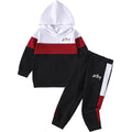 Kids' boys' clothing set: plaid bear hoodie and patchwork pants - autumn/winter collection