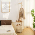 Simple for home entrance floor-mounted movable clothes rack girls bedroom bedside storage storage basket small coat rack