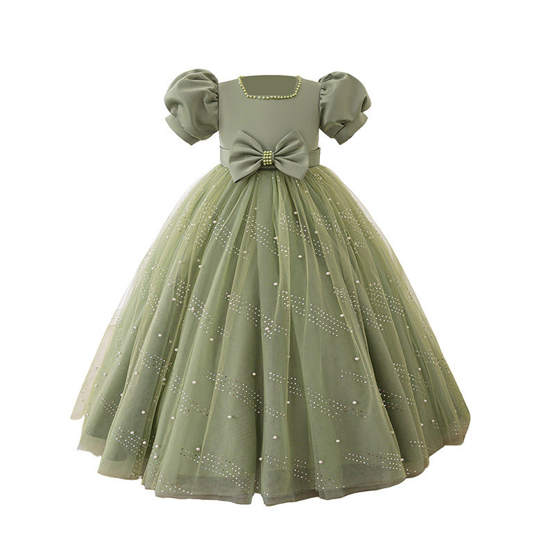 hot-selling dresses for girls, flower girls, wedding dresses, accessible luxury, niche, simple mesh, children's catwalk host costumes