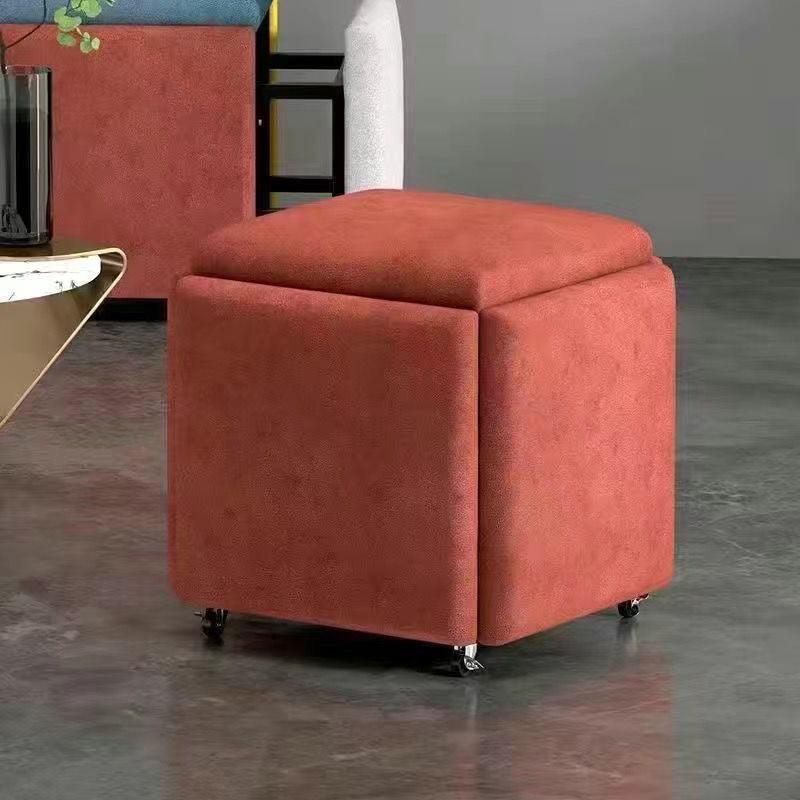 Minimalist modern metal 5-in-1 cube stool: multifunctional storage shoe bench for home and kids