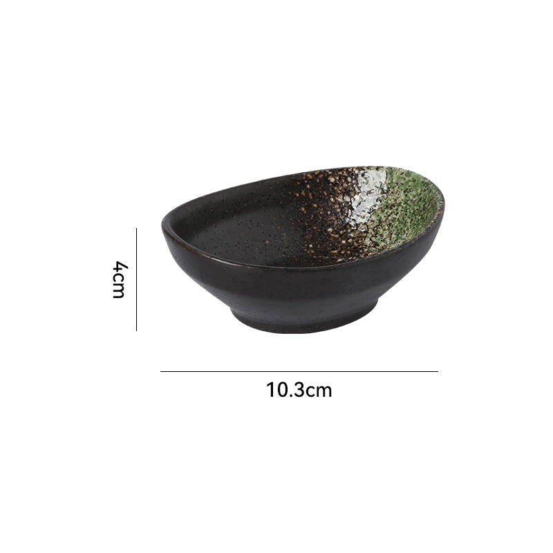 Japanese retro dipping sauce ceramic ingot dish - sushi topping, snack, and side dish plate - restaurant, hotel, and home use soy sauce dish