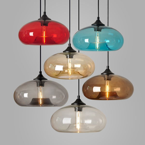 Wholesale round glass hanging, creative personalized colored glass chandelier restaurant modern chandelier bar chandelier bar