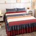 Solid color new light luxury minimalist embroidered single bed skirt fitted sheet non-slip bedspread four seasons princess style single piece