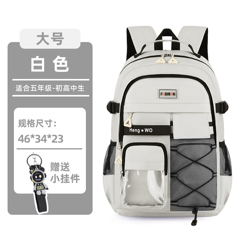 Manufacturer's new backpack for junior high school students, burden-reducing spine-protecting schoolbag for girls, high school, large-capacity men's cross-border backpack, campus style