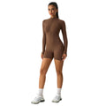 European and american zipper long sleeve bodysuit fitness activewear sexy tight peach butt yoga suit women dlt003