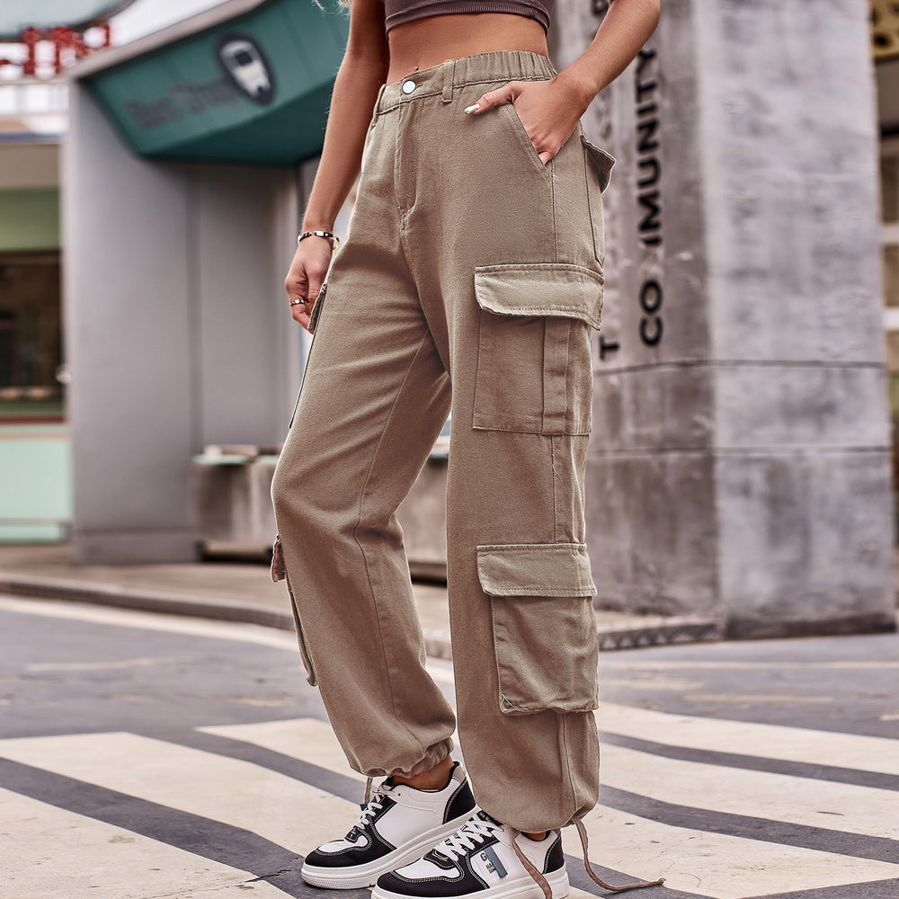 cross-border fashion: new loose-fit drawstring design denim cargo pants for women - perfect for , european & american export, casual & activewear