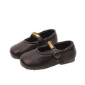 Vancahao girls' black leather shoes -  spring/autumn new korean style - simple and versatile princess shoes for toddlers and little girls