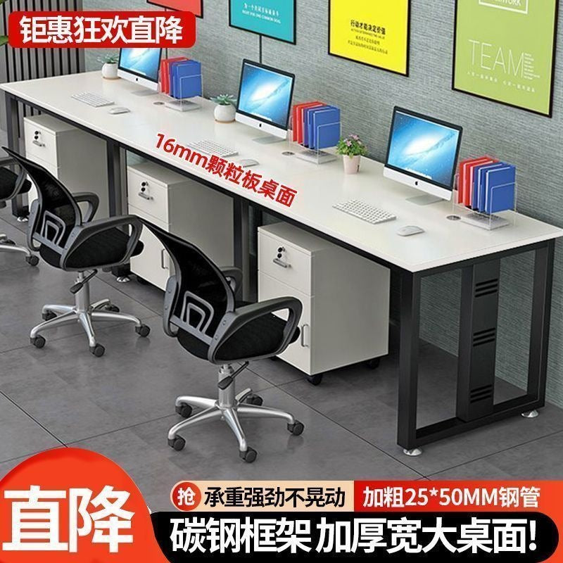 Single person office computer desk - minimalist modern office employee workstation desk and chair set - home office desk - simple executive desk
