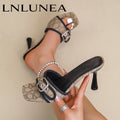 K-style buckle one-strap sandals for women summer outwear thin heels open toeeasiest for matchwork clothing slippers belt buckle high heels