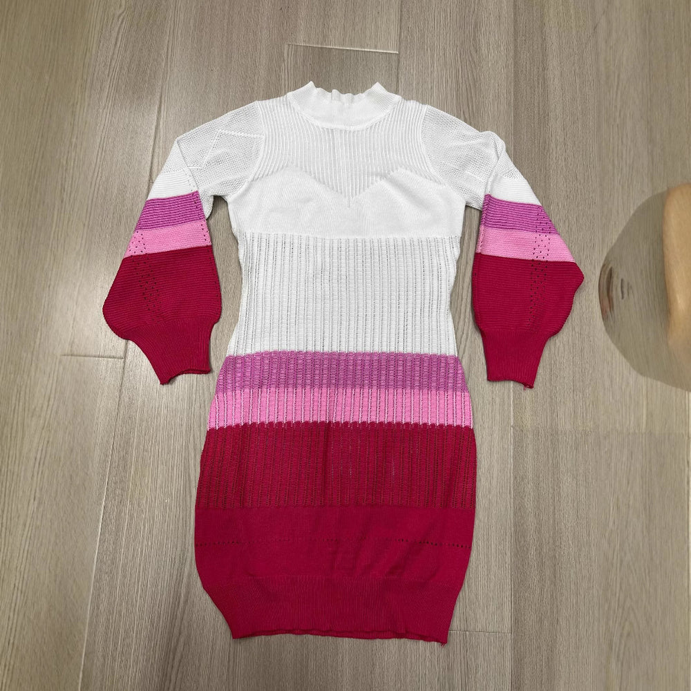 european and american women's clothing cut outlong sleevesknittingbest sellingsexy lantern sleeve gradient color sweater