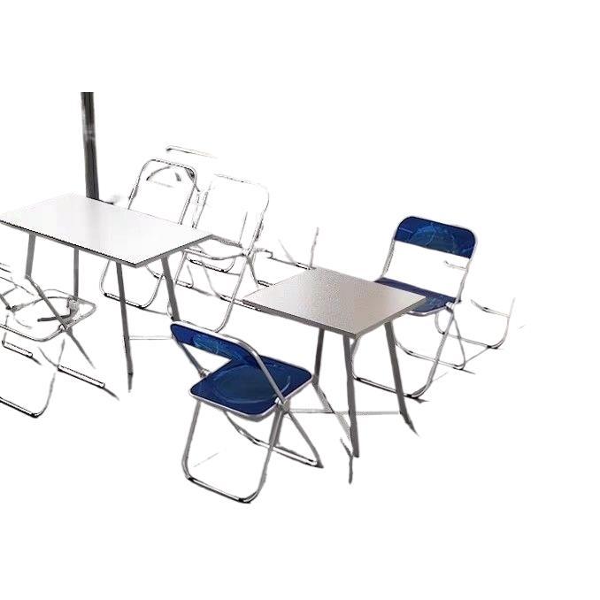 Thickened stainless steel v-leg table set - ideal for fast food restaurants, cafeterias, factories, and industrial-style coffee shops - rectangular dining table and chairs