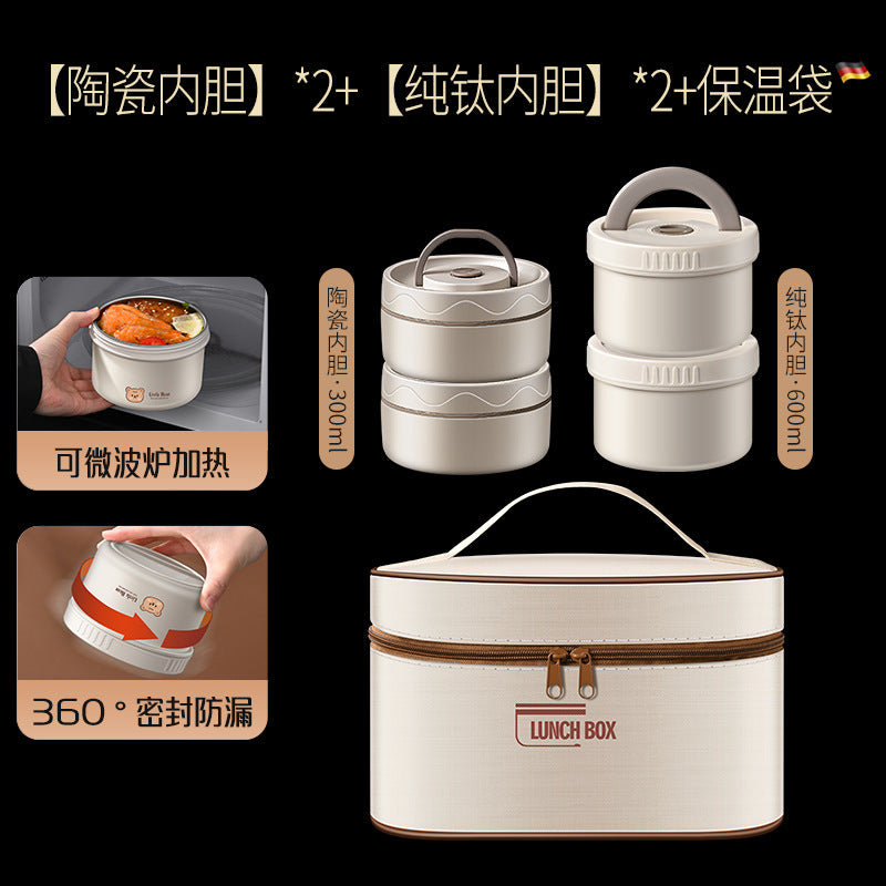 316L Stainless Steel Round Lunch Box Food Grade Sealed Fresh-keeping Box Microwave Heated Bento Box Set with Lid