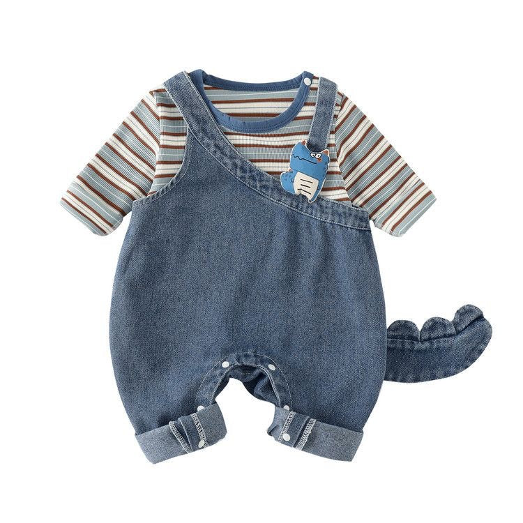 Autumn baby suspender suit jumpsuit new arrival baby denim one-year-old overalls two-piece set outing suspender set