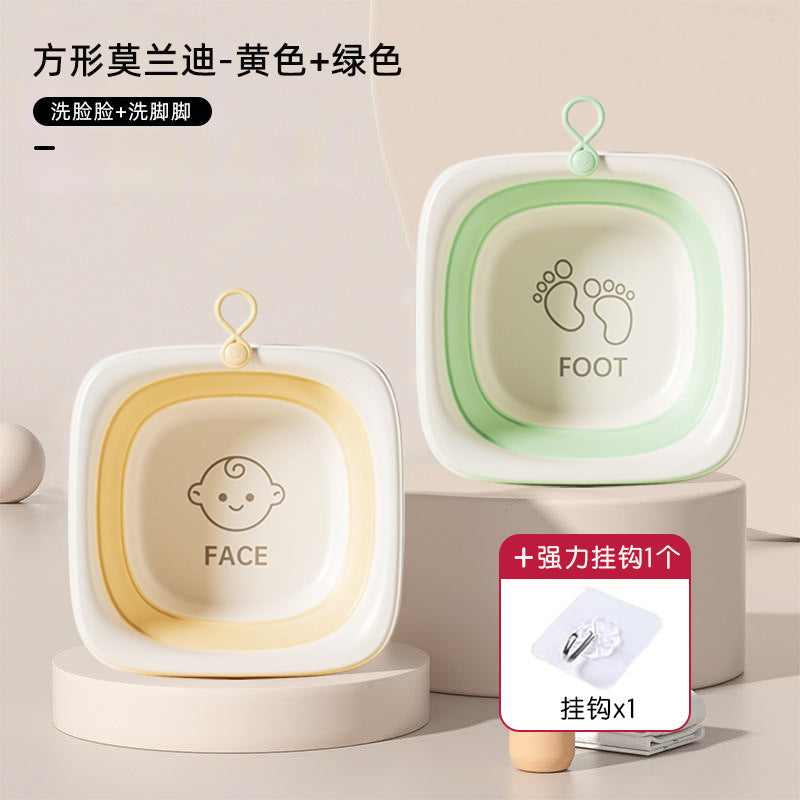 Wholesale newborn baby folding wash basin - square kids foot & bottom washing plastic basin - dormitory & home use small washbasin