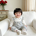 spring/autumn newborn baby girl romper - floral print bodysuit, faux two-piece, korean style long sleeve spring collection