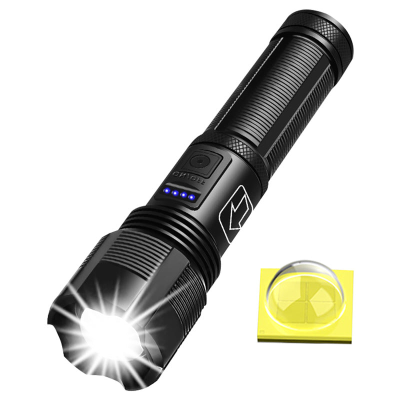 Cross-border strong light long-distance laser flashlight 21700USB charging telescopic zoom power display P50 super bright