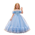 Girls' flower girl wedding dress evening gown runway cross-border european and american style off-shoulder tutu dress children's princess dress wholesale in stock