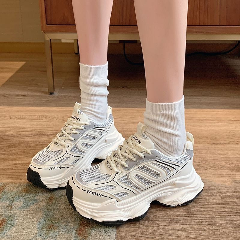 Thick sole dad shoes for women 2026new arrivalsummer thin mesh breathable mesh shoes heightenedcasual sneakers