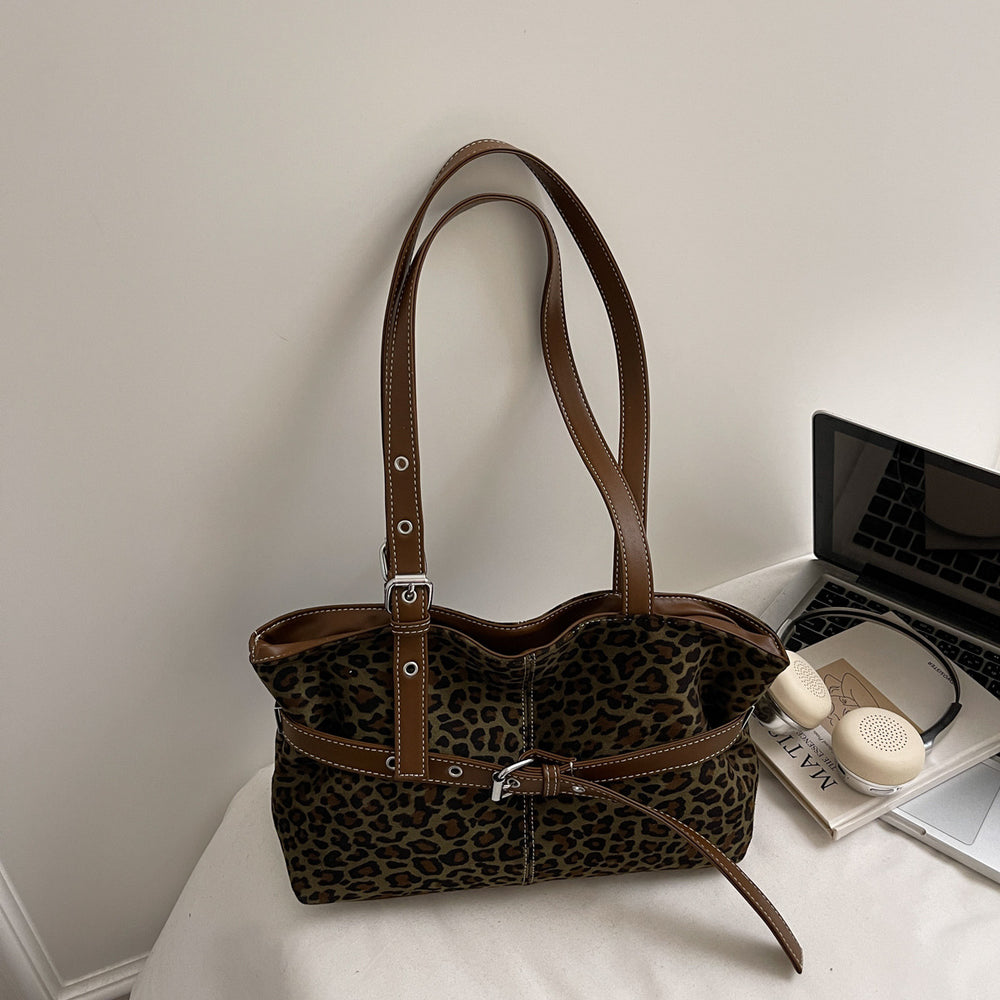 2025 new autumn/winter women's retro leopard print handbag - versatile shoulder bag, light luxury texture, perfect for work and commuting
