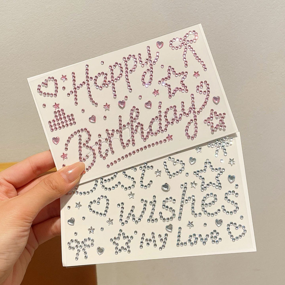 Happy birthday rhinestone letter stickers - high-value gift wrapping decoration for girls, thoughtful diy sparkling diamond stickers