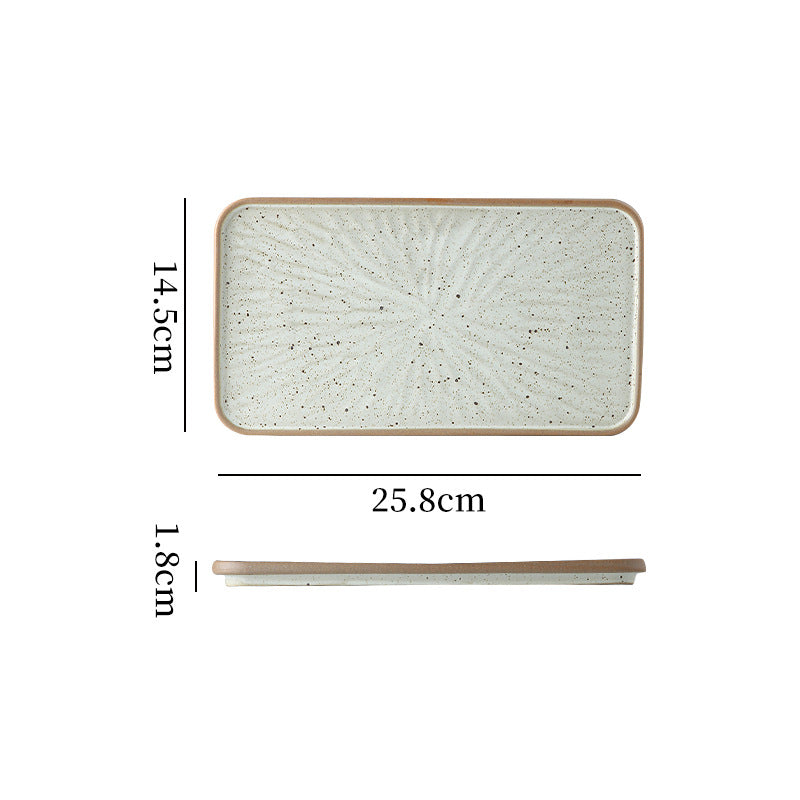 Japanese-style ceramic creative retro rectangular flat plate fish plate restaurant home hotel unique serving plate dessert plate square plate