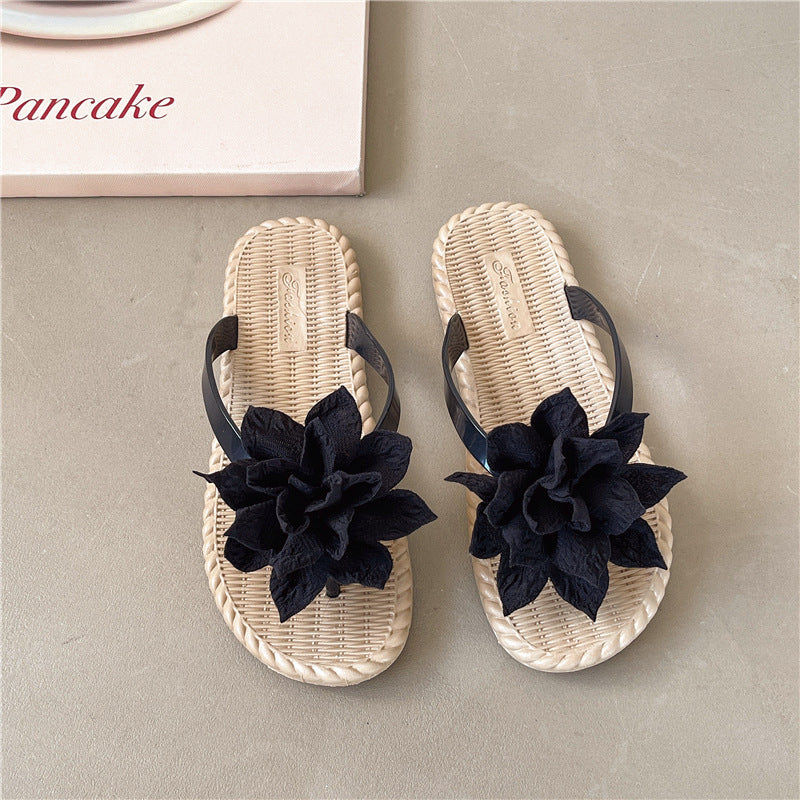 Trendy floral flip-flops for women - summer new arrivals, versatile thong sandals, non-slip beach slippers - wholesale