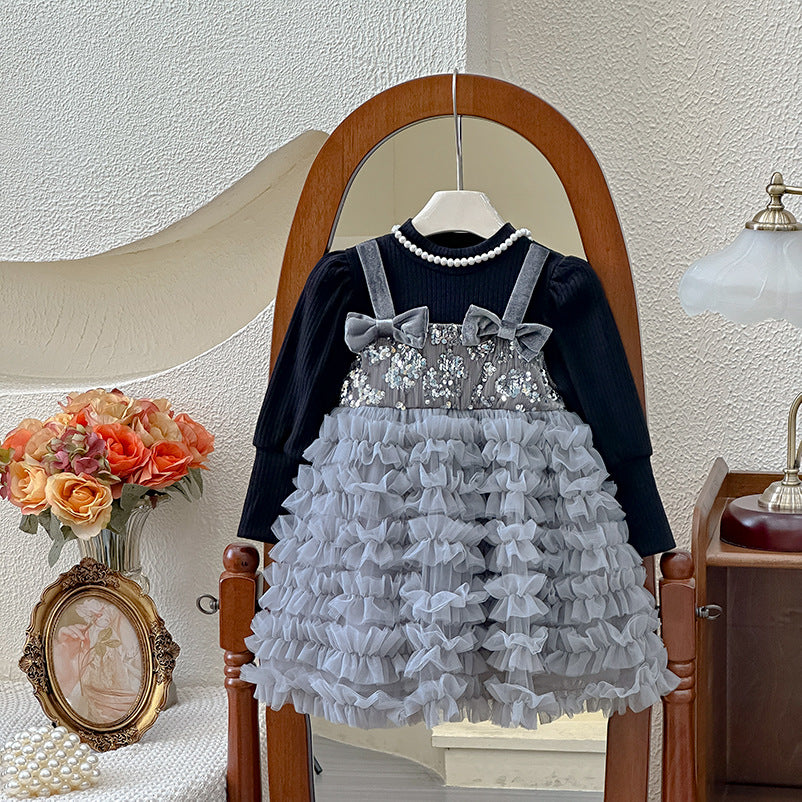 Girls' dresses: new autumn  collection - elegant fleece-lined birthday dress for little girls, super fairy tutu princess dress for children
