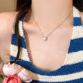 Sugar cube zircon pendant titanium steel necklace for women silver light luxury niche style design classy sense clavicle chain elegant necklace