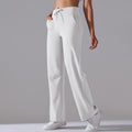 New arrival brushed breathable high waist elastic loosecasualflap pocket pants wide leg nine-point pants running fitness yoga bottom pants