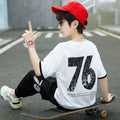 Kids' boys' summer outfit set  new style, korean style short-sleeve summer clothes for older boys, stylish and trendy