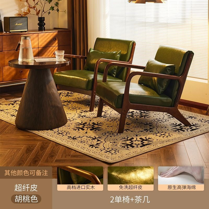 Balcony tea table and chair combination small apartment one table and two chairs household solid wood simple three-piece set reading and drinking tea cp