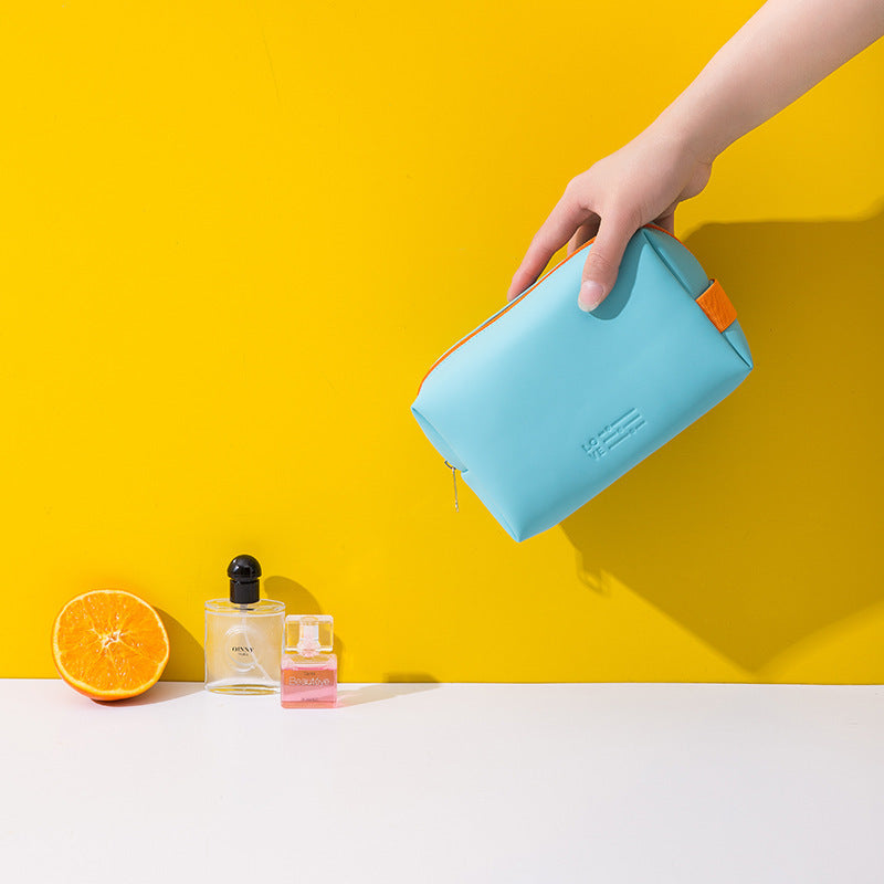 Popular Color PU Cosmetic Bag Portable ins Wind Cute Hand Wash Bag Waterproof Travel Cosmetics Storage Bag