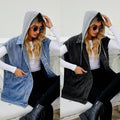 new arrival denim vest waistcoat women's fashiontrendy denim sleeveless vest hooded detachable