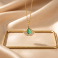 Popular internet celebrity smart cat's eye stone ginkgo leaf diamond necklace accessible luxury niche women's fashion titanium steel clavicle chain jewelry