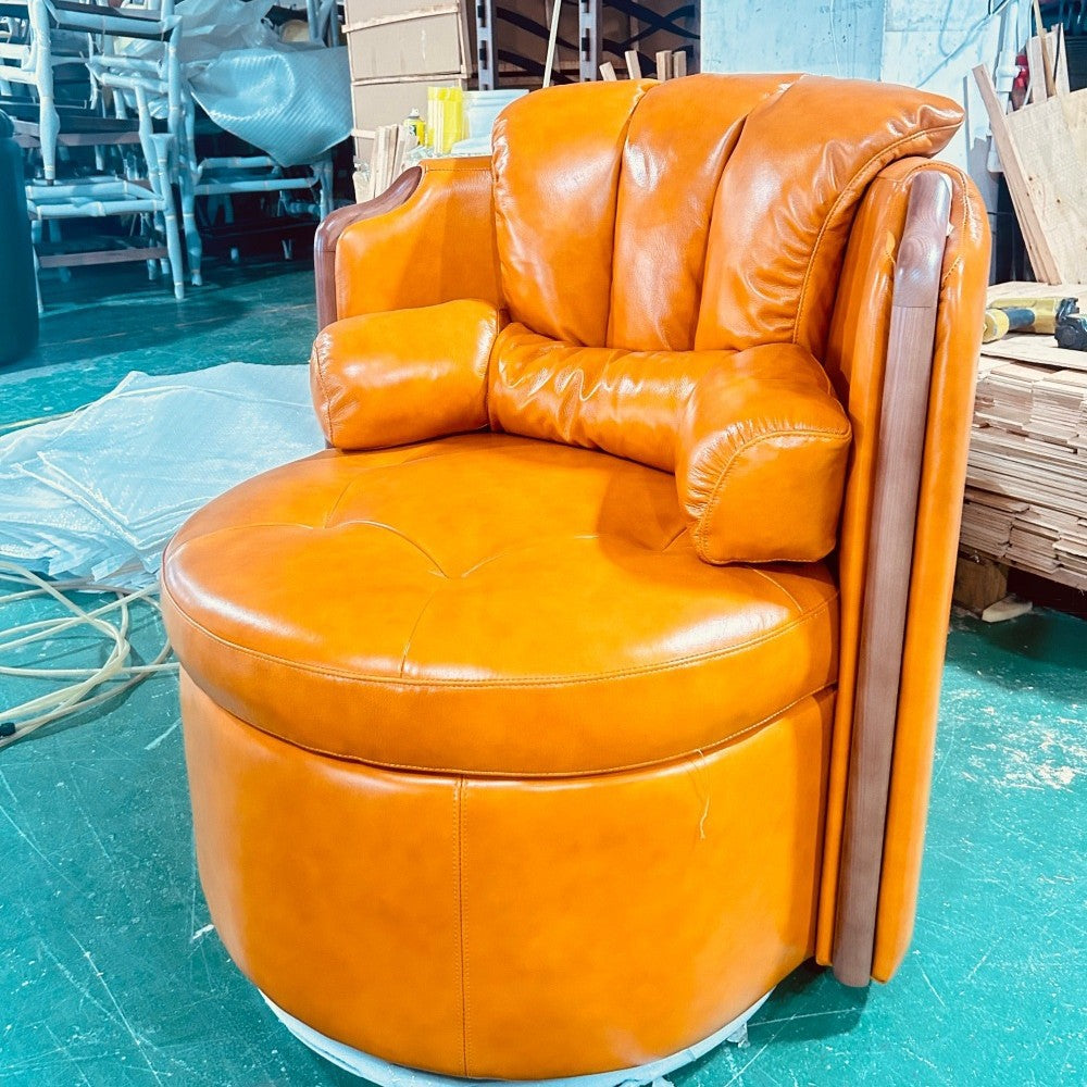 Used swivel chair godfather high back study tea room sofa oil wax first layer cowhide master slot single