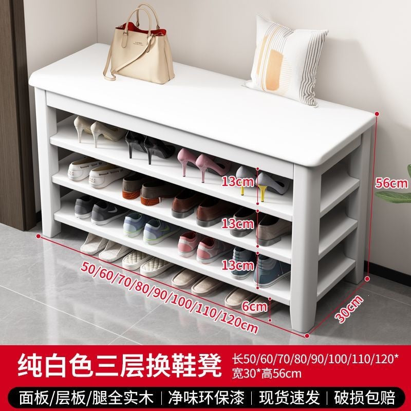 All solid wood shoe changing stool shoe cabinet door for home entry stool all-in-one multi-layer popular multi-functional floor-standing shoe rack