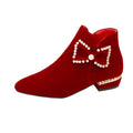 Winter wedding shoes women's thick heel plus size red short boots fleece-lined bridal shoes xiuhe red shoes toast high heels winter