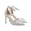 Women's sandals summer 2023 new rhinestone hollow butterfly bridesmaid shoes high heels fairy pointed toe single shoes women's stiletto heels