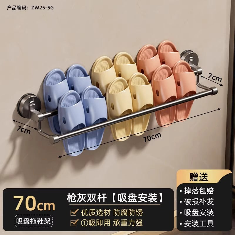 Bathroom slipper rack, bathroom toilet door, no punching, wall-mounted drain rack, shoe storage handy gadget