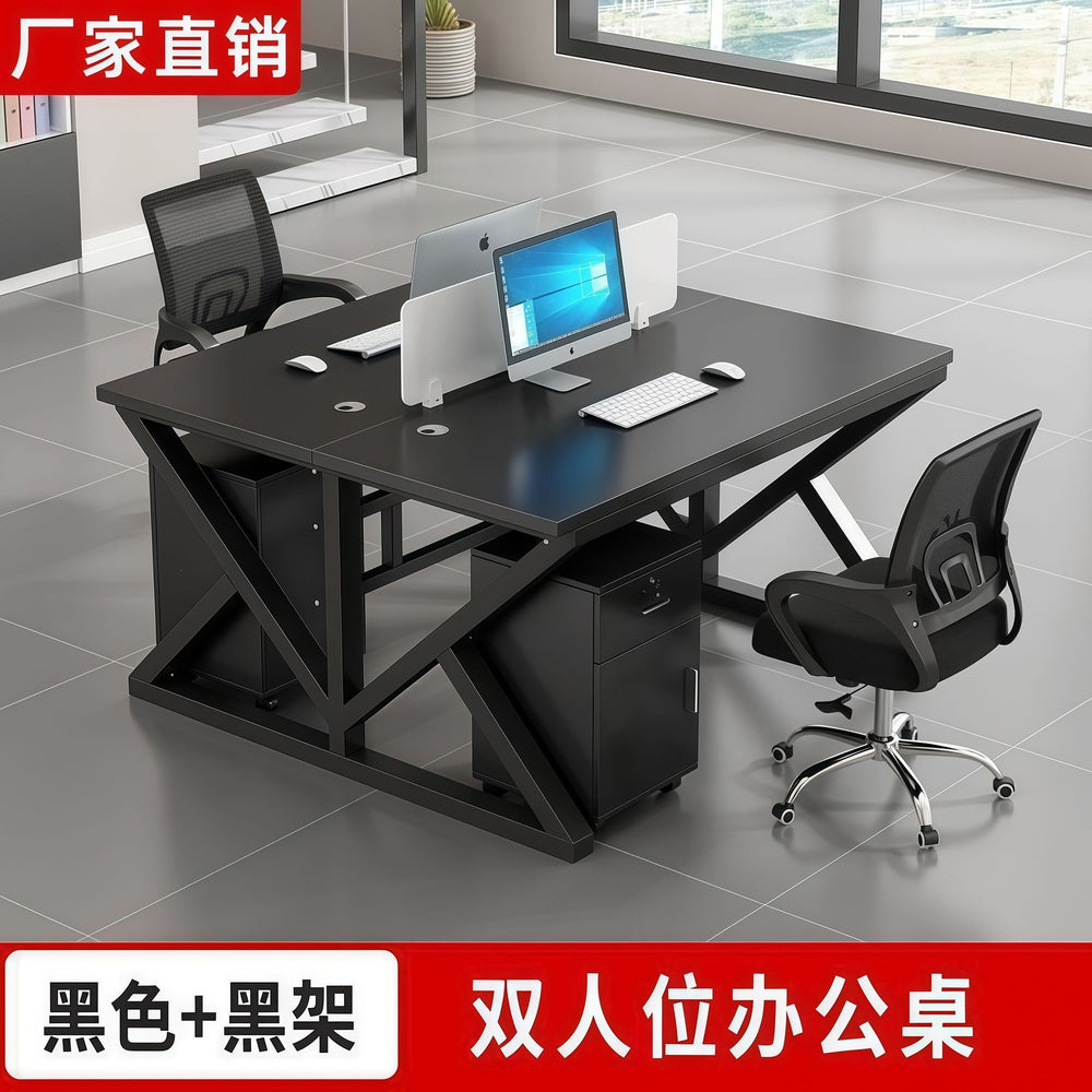 Modern and simple office desk and chair set, complete computer desk for training, minimalist workstation for 2/4/6 people, executive desk