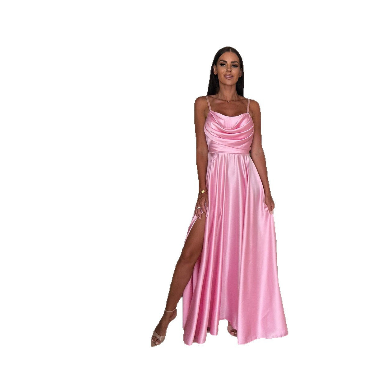 Shipped,   new, sexy solid color split suspender dress