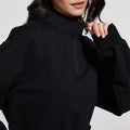 new european and american style stand collar fitness sweatshirt for women - loose fit zipper drawstring long sleeve yoga top t-shirt