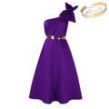 D513  plus size women's summer new fashion one-shoulder bow banquet dress african maxi dress