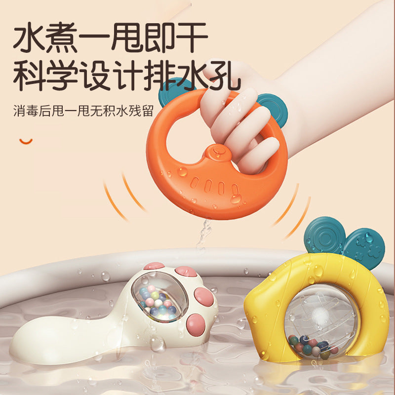 Newborn rattle 0-6 months, teether & soother, early education toy for baby boys & girls - safe for chewing & boiling
