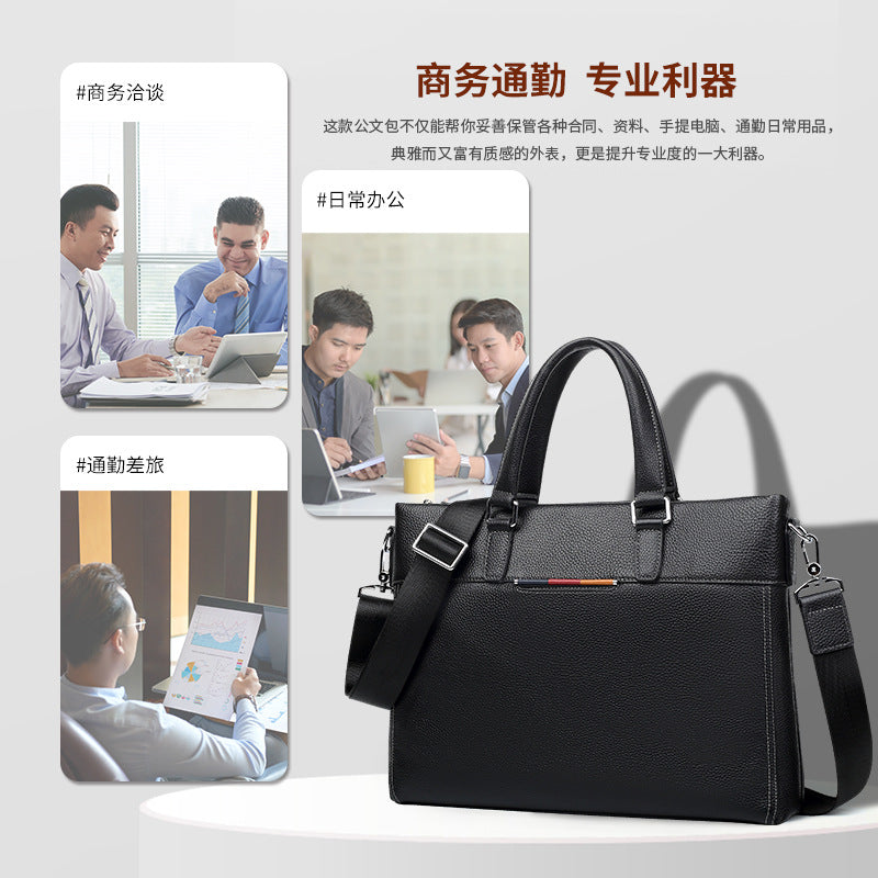 New leather men's bag large capacity men's briefcase casual fashion computer bag first layer cowhide men's handbag
